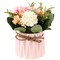 Artificial Hydrangea Bouquet with Small Ceramic Vase Fake Silk Variety Flower Balls Flowers Decoration for Table Home Party Office Wedding (Pink)